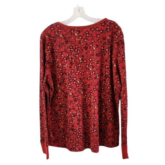 Eddie Bauer Floral Thermal Top Shirt Long Sleeves Burgundy Pink Womens Size XXL - Picture 6 of 8